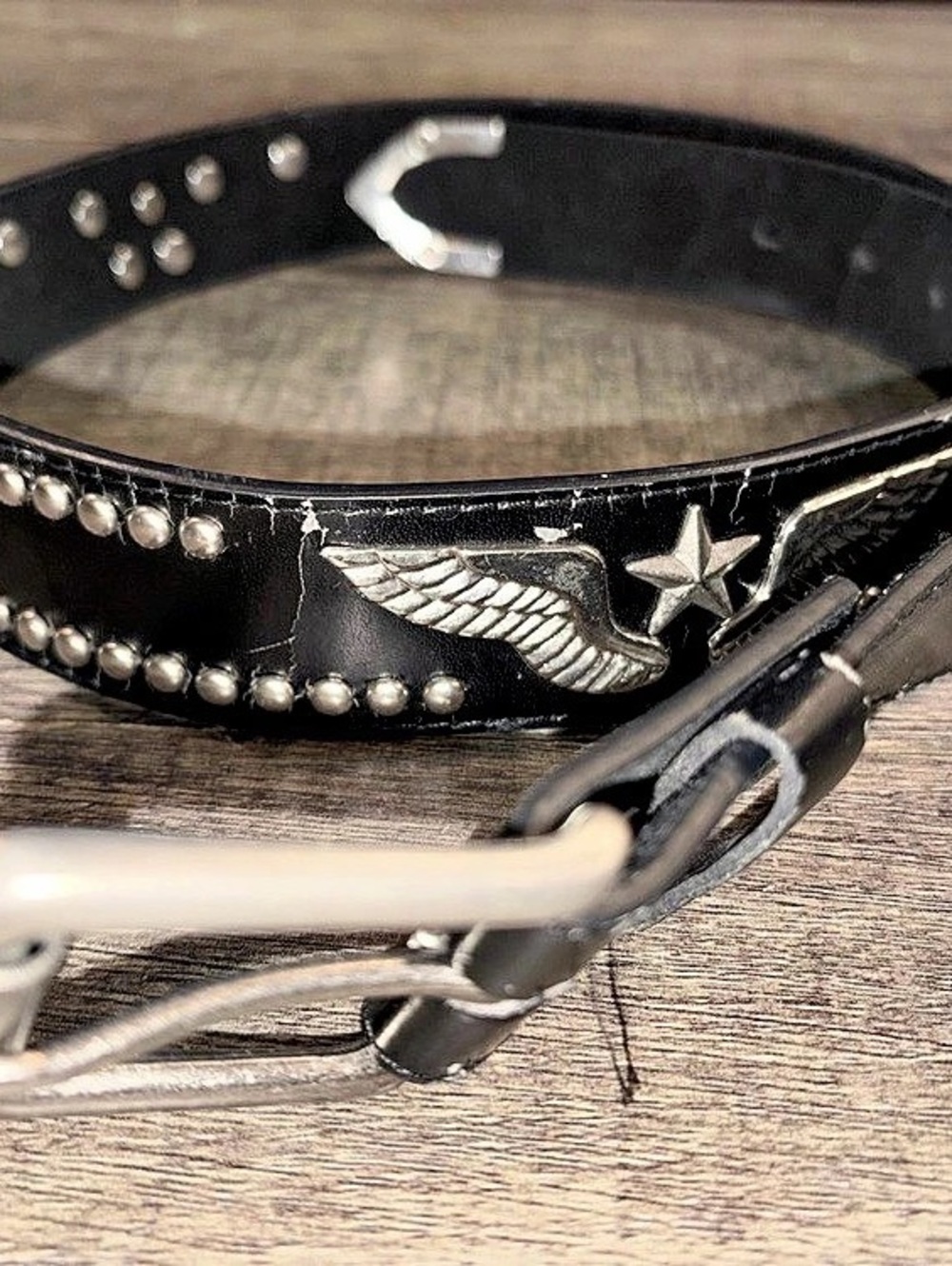 American Biker Design black studded leather belt in size M (34"/36")
Belt Stud